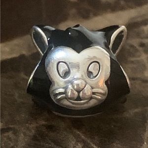 Authentic Pandora Disney Pinocchio Figaro Portrait Charm S925 ALE Black Enamel